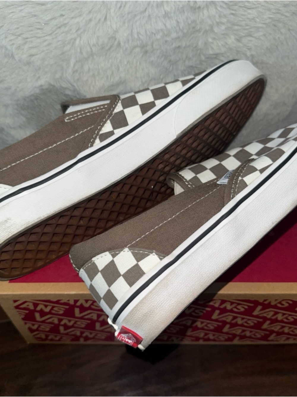 Vans Slip-On Checkerboard in Brown and White - Picture 6 of 7